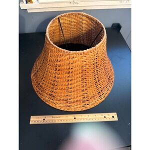 Set of 2 Vintage Woven Wicker Lamp Shade Bell/Empire  Shaped Boho Style